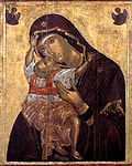 Icone de la Vierge Kardiotissa d'Angelos Akotantos XVe siècle, Grèce